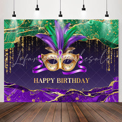 Lofaris Mystical Masquerade Purple Happy Birthday Backdrop