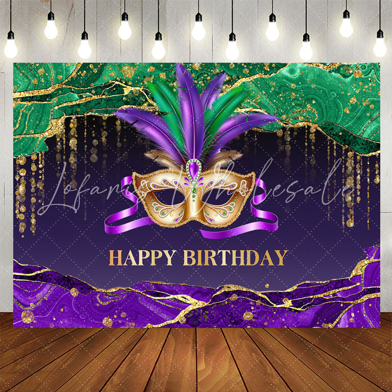 Lofaris Mystical Masquerade Purple Happy Birthday Backdrop