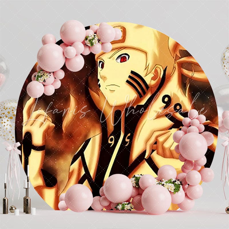 Naruto Ninja Action Round Backdrop For Anime Theme Events