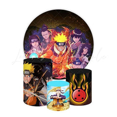 Naruto Round Backdrop and Cylinders Kit for Kids Themed Parties