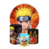 Naruto Themed Round Backdrop and Cylinders Kit for Anime Parties
