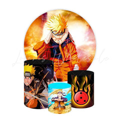 Naruto Themed Round Backdrop and Cylinders Kit for Parties