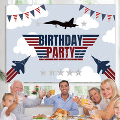 Lofaris National Flag Flight Plane Happy Birthday Backdrop