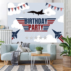 Lofaris National Flag Flight Plane Happy Birthday Backdrop