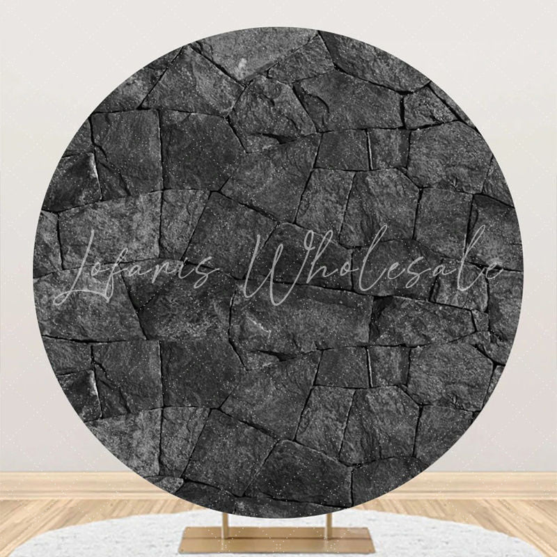 Lofaris Natural Black Limestone Wall Round Birthday Backdrop