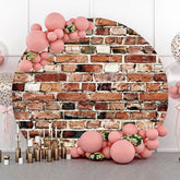 Lofaris Natural Brown Brick Wall Round Birthday Backdrop