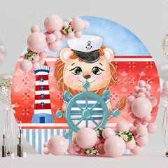 Nautical Sailor Kids Birthday Party Round Backdrop For Ocean Theme
