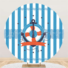 Lofaris Navy Anchor Lifebuoy Themed Circle Backdrop For Party