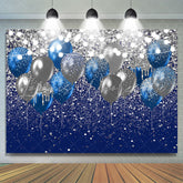 Lofaris Navy Blue And Silver Balloon Light Birthday Backdorp