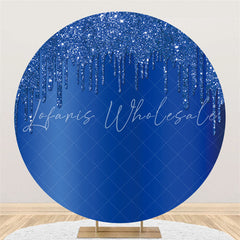 Lofaris Navy Blue Glitter Round Birthday Decoration Backdrop