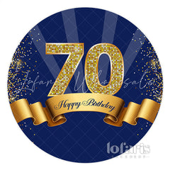 Lofaris Navy Blue Golden Brown 70Th Birthday Round Backdrop