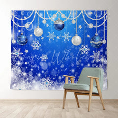 Lofaris Navy Blue Snowflake Christmas Ball Holiday Backdrop