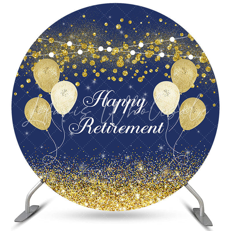 Lofaris Navy Blue With Balloons Circle Happy Birthday Backdrop