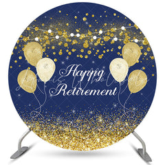 Lofaris Navy Blue With Balloons Circle Happy Birthday Backdrop