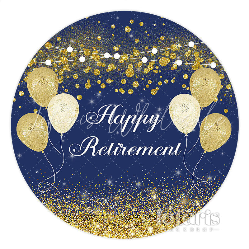 Lofaris Navy Blue With Balloons Circle Happy Birthday Backdrop