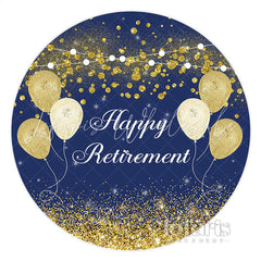 Lofaris Navy Blue With Balloons Circle Happy Birthday Backdrop