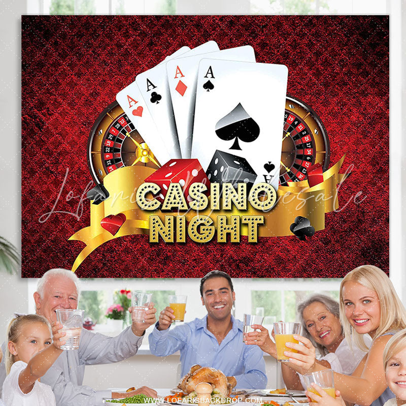 Lofaris Navy Red Casino Night Jackpot Birthday Party Backdrop