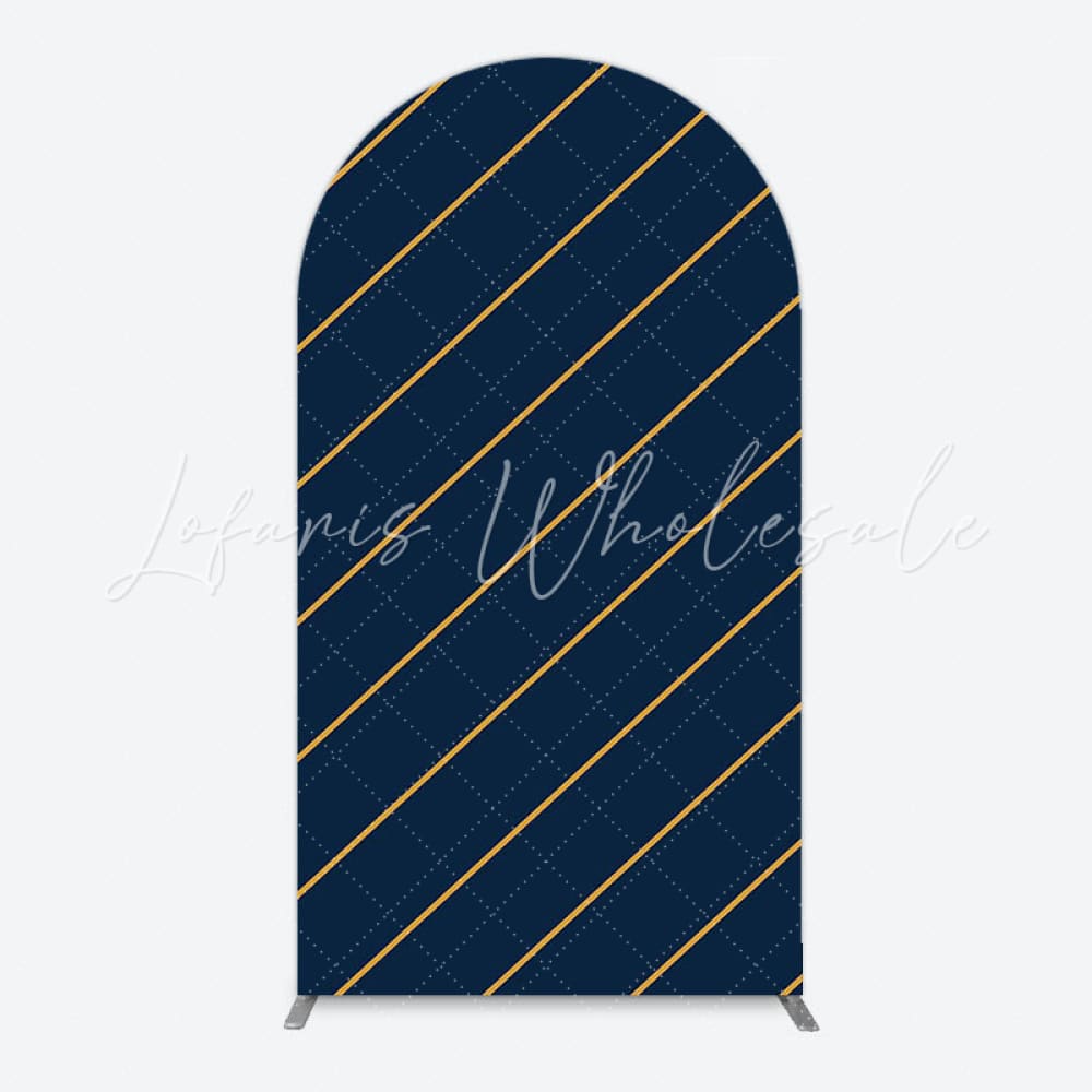 Navy Stripes Arch Backdrop for Modern Party Decor