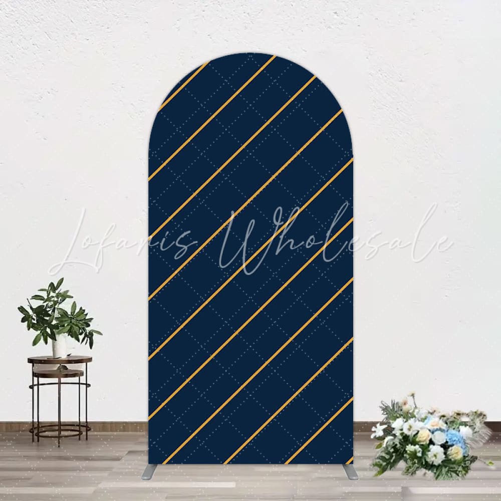 Navy Stripes Arch Backdrop for Modern Party Decor