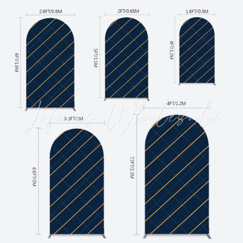 Navy Stripes Arch Backdrop for Modern Party Decor