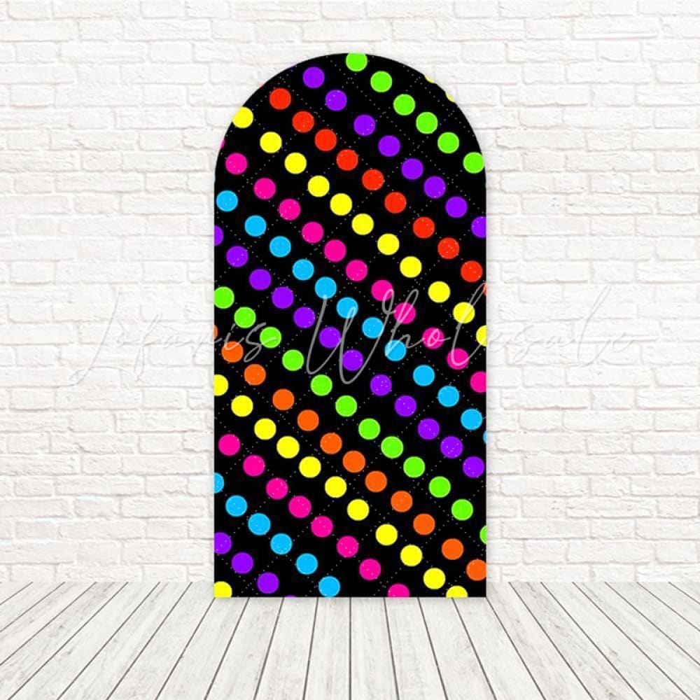 Neon Dots Glow Party Style Arch Backdrop For Colorful Night Bash