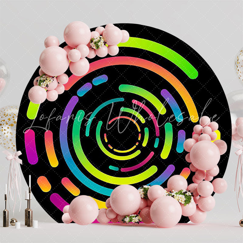 Neon Spiral Round Backdrop for Fun Celebration Event