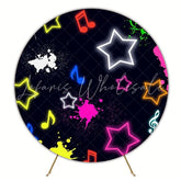 Neon Star Glow Party Round Backdrop For Night Celebrations