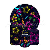 Neon Star Themed Round Backdrop and Cylinders Kit for Events