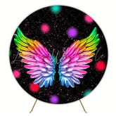 Neon Wings Glow Party Round Backdrop For Night Celebrations