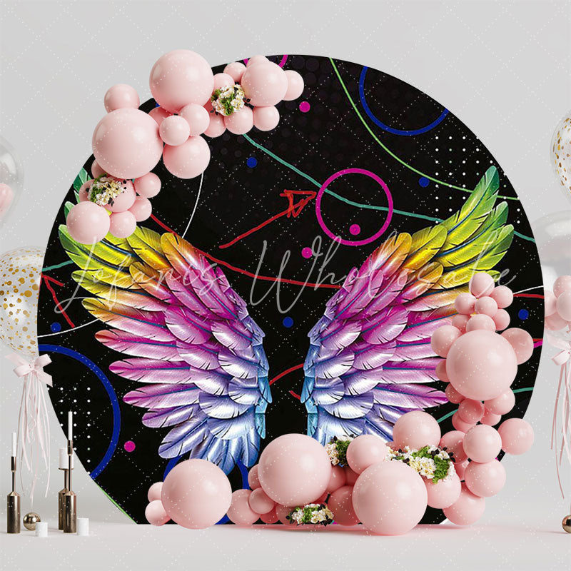 Neon Wings Round Backdrop for Bold and Colorful Event