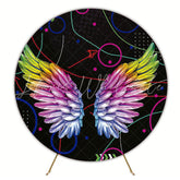 Neon Wings Round Backdrop for Bold and Colorful Event
