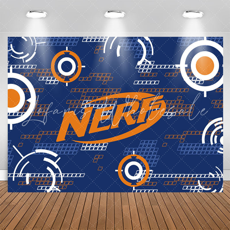 Nerf Game Blue Orange Birthday Backdrop For Boy