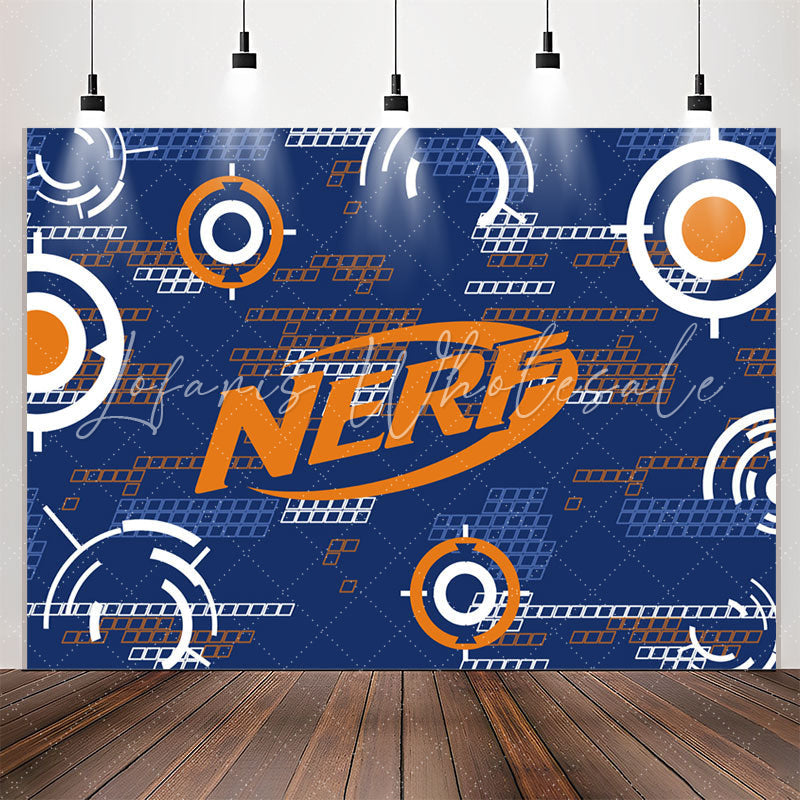 Lofaris Blue Orange Nerf Theme Game Party Backdrop For Boy