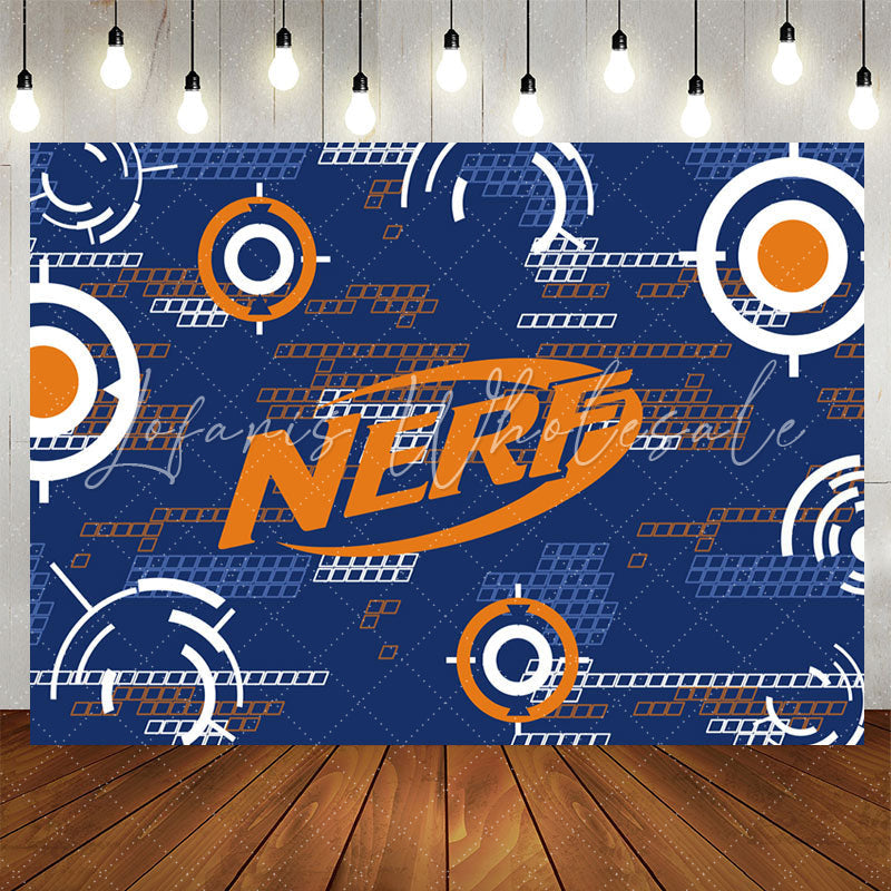 Lofaris Blue Orange Nerf Theme Game Party Backdrop For Boy