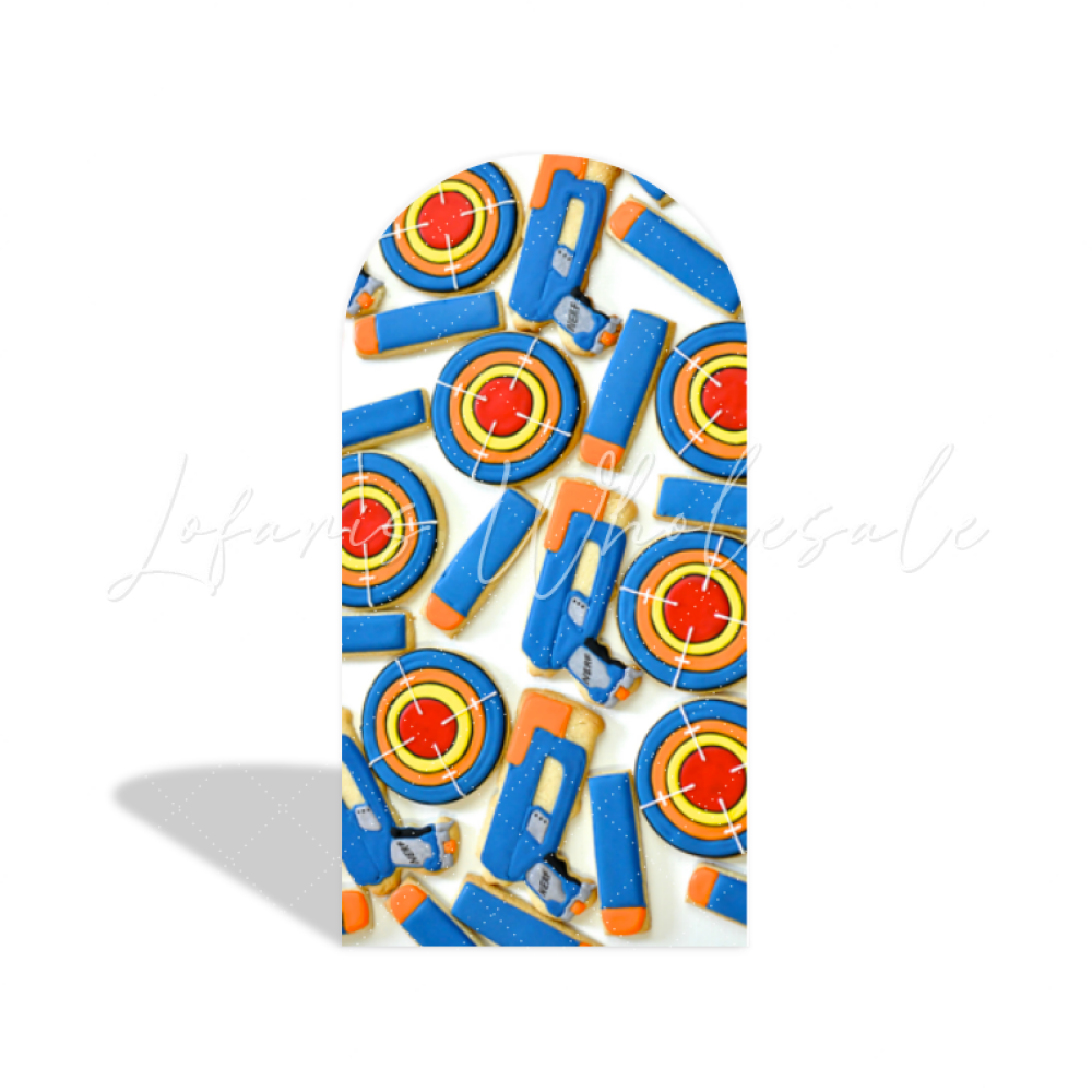 NERF Theme Happy Birthday Party Arch Backdrop Wall Cloth Cover