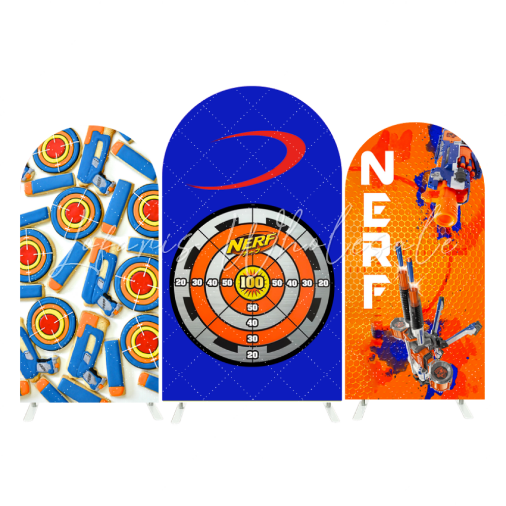 NERF Theme Happy Birthday Party Arch Backdrop Wall Cloth Cover