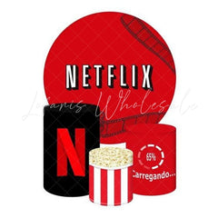 Netflix Themed Round Backdrop and Cylinders Kit for Events