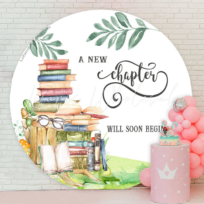 Lofaris New Chapter Will Soon Begin Round Baby Shower Backdrop