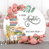 Lofaris New Chapter Will Soon Begin Round Baby Shower Backdrop
