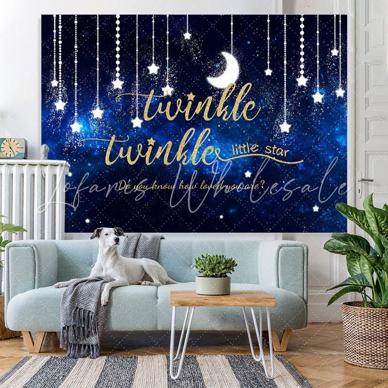Lofaris Blue Twinkle Little Star Baby Shower Backdrop