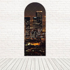 Night Buildings Cityscape Urban Futuristic Theme Arch Backdrop