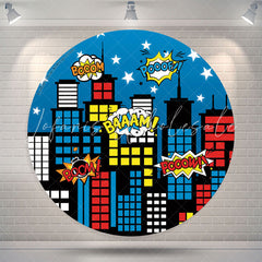 Lofaris Night City Building Personalized Round Backdrop