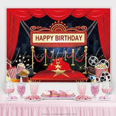 Lofaris Night Hollywood Stage Film Happy Birthday Backdrop