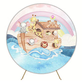Noahs Ark Watercolor Animals Round Backdrop for Kids Theme