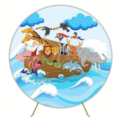 Noahs Ark Waves Round Backdrop for Kids Celebration