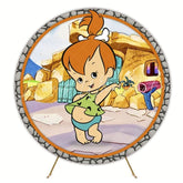 Nostalgic Pebbles Flintstone Round Backdrop For Classic Cartoon Party