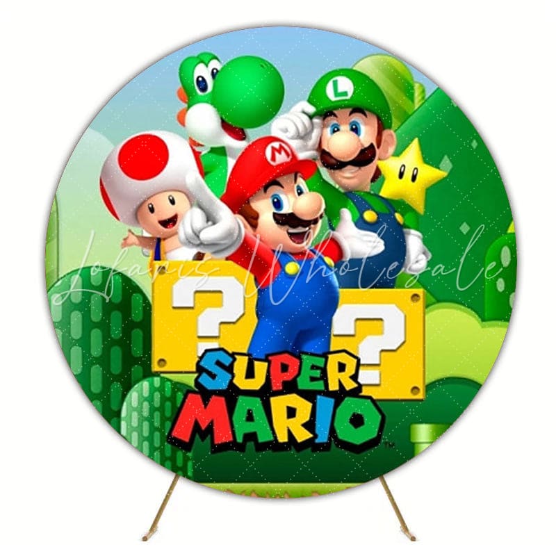 Nostalgic Super Mario Bros Round Backdrop For Gamer Kids Party Theme