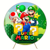 Nostalgic Super Mario Bros Round Backdrop For Gamer Kids Party Theme