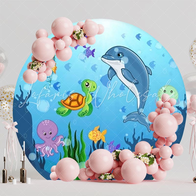 Ocean Adventure Seabed Theme Round Backdrop For Fun Party