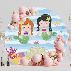 Ocean-Inspired Cute Mermaids Round Backdrop for Kids Event